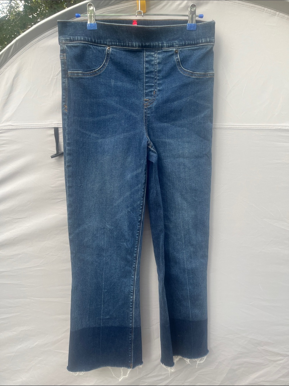 SPANX Indigo Flare Jeans with Dark Ombre Hem